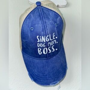 Blue Dog Mom Distressed Trucker Hat